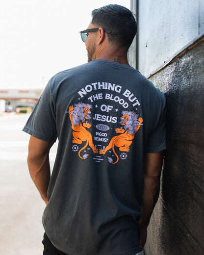 "Nothing But The Blood" Mineral Wash Premium Pepper Tee