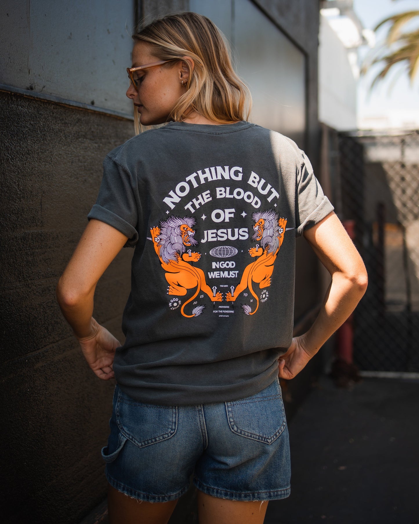 "Nothing But The Blood" Mineral Wash Premium Pepper Tee