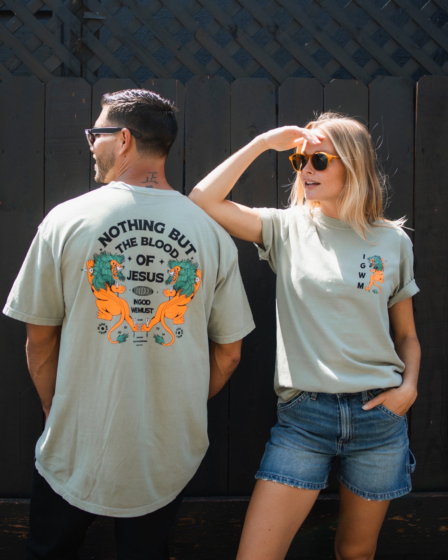 "Nothing But The Blood" Sandstone Premium Melon Tee