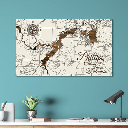 Phillips Chain O’ Lakes, Wisconsin Map