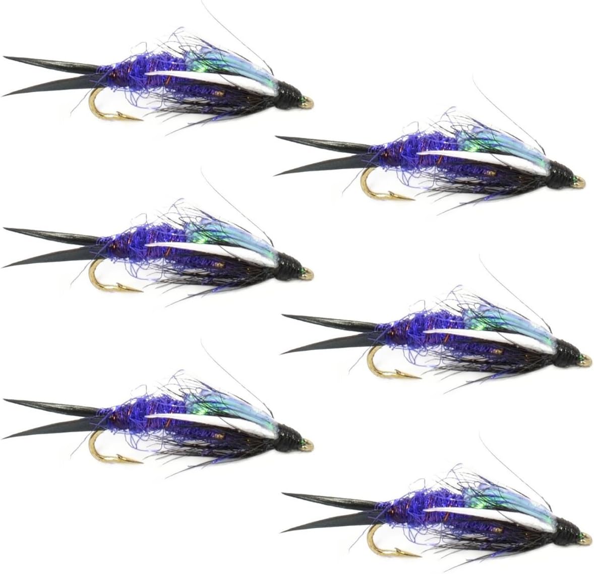 Double Bead Purple Psycho Prince Nymph Fly - 6 Flies Size 10