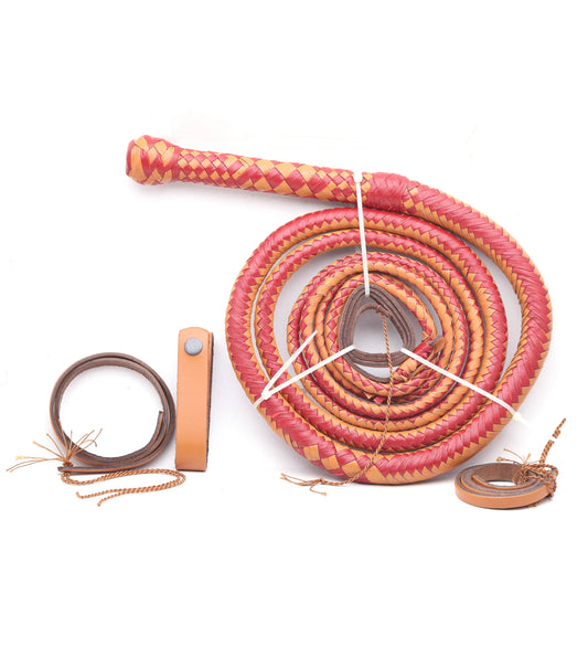 Bold Pink & Orange Leather Bull Whip Online (4ft to 16ft)