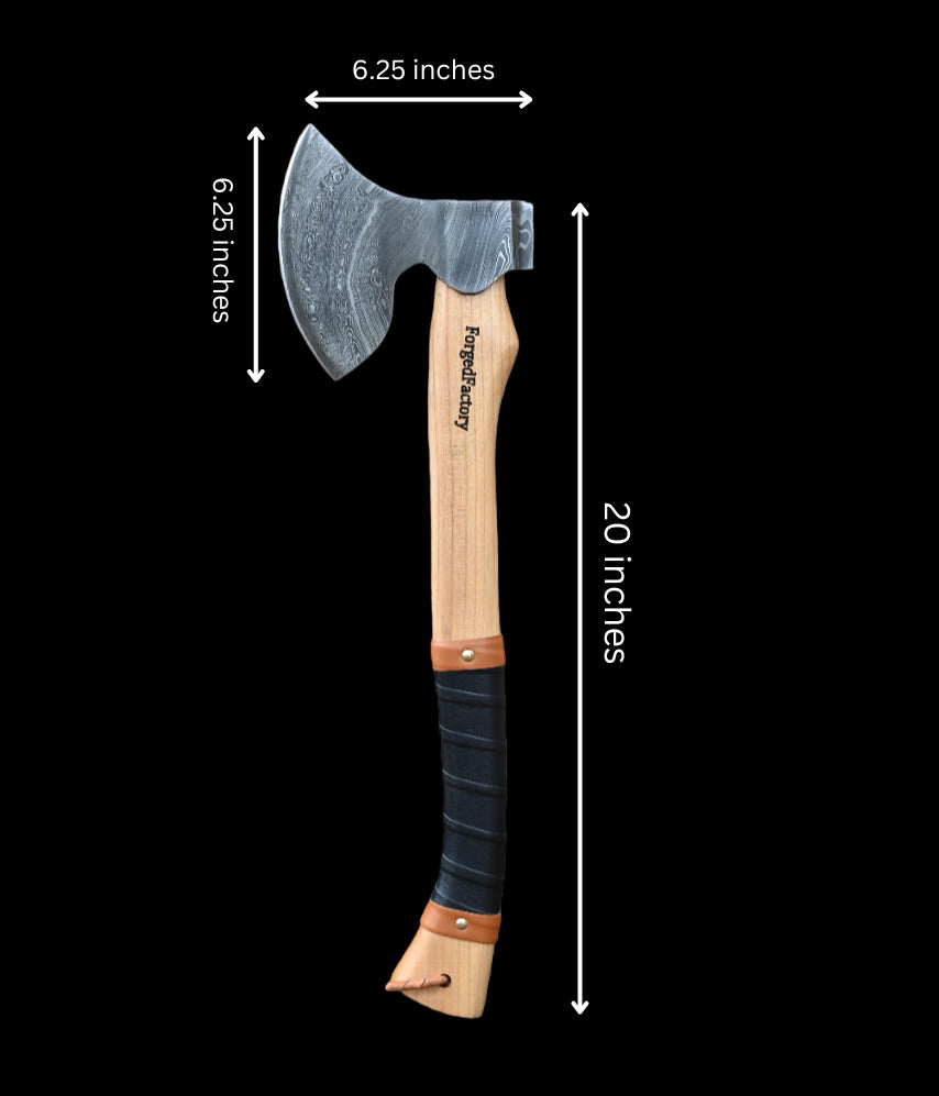 Custom Handmade Viking Axe with Forged 1095 Steel Blade and Ash Wood Leather-Wrapped Handle – KBS Knives Store