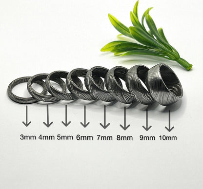 Everlasting Unity Damascus Steel Eternal Commitment Ring with Wood Inlay by KBS Knives Store