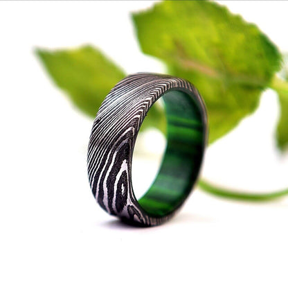 Exquisite Damascus Steel Engagement Ring by KBS Knives Store