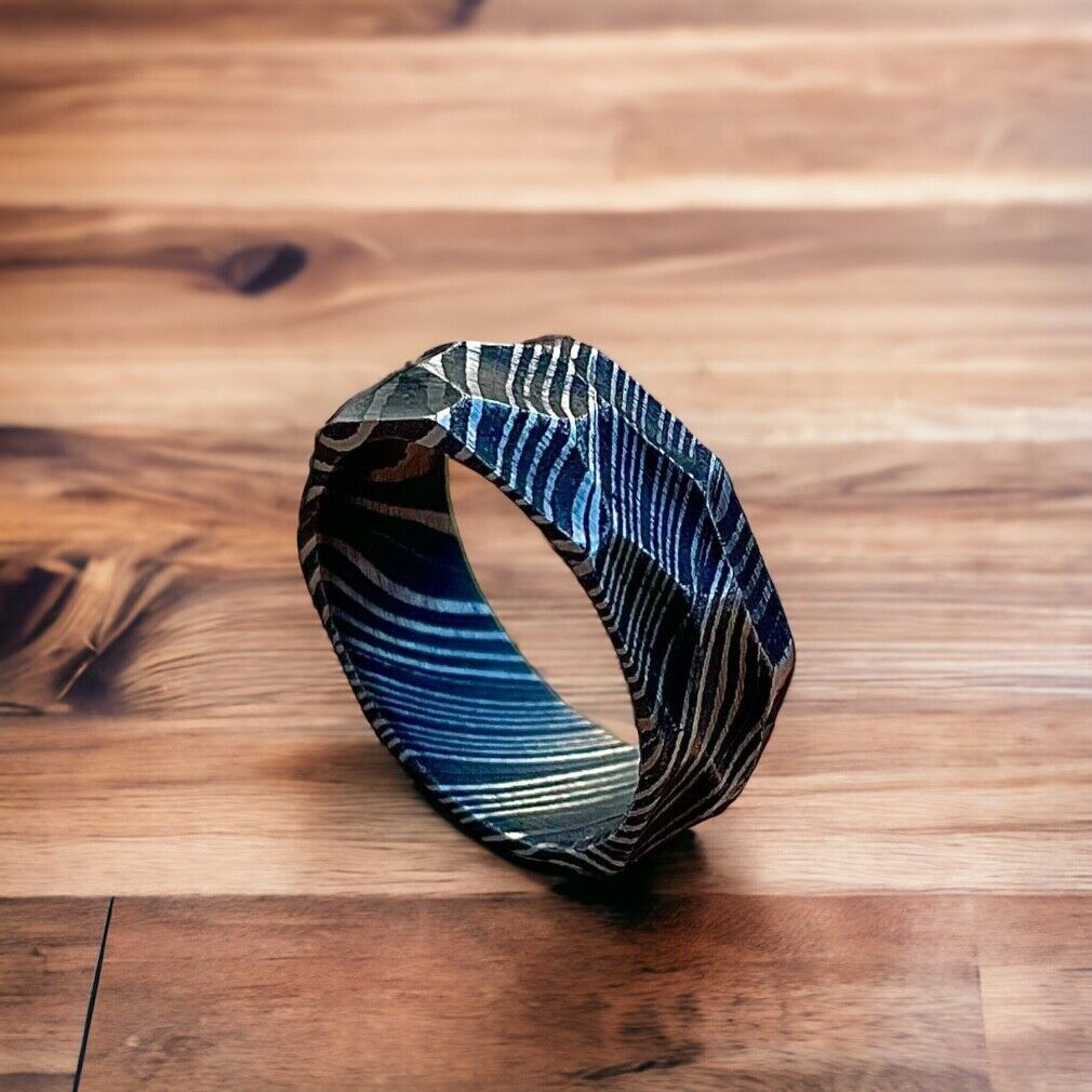 Timeless Bond Hand-Forged Damascus Steel Proposal Memory Ring by KBS Knives Store