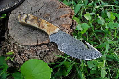 Custom Handmade Damascus Steel Guthook Skinning Knife