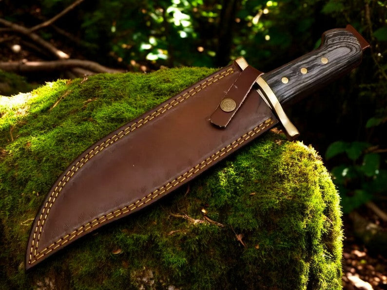 Bowie Knife Sheath D2 Steel Blade & Exotic Wood Handle