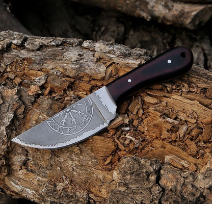 Nordic Valor - Custom Handmade 1095 Steel Classic Viking EDC Knife with Engraved Blade | KBS Knives Store