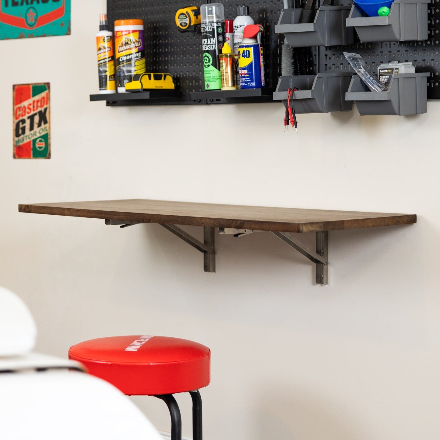 Wakefield Foldable Workbench | Dark Wood Tabletop with Stainless Hardware | Heavy-Duty Table