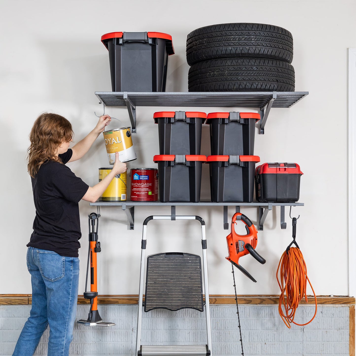 2' x 3' Bristol Garage Wall Mount Shelves | 2 Pack | Black