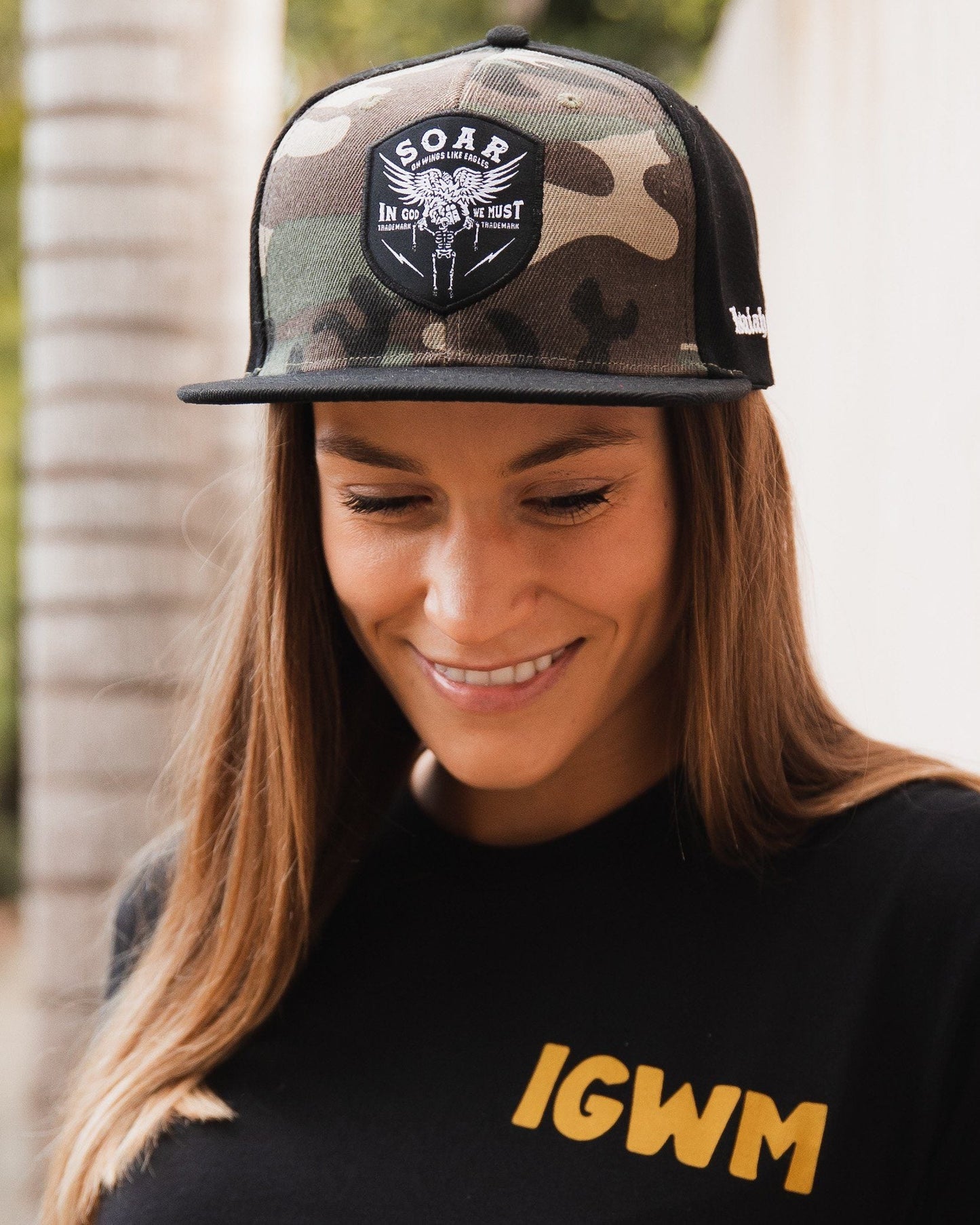 "Wings Like Eagles" Camo Snapback Hat