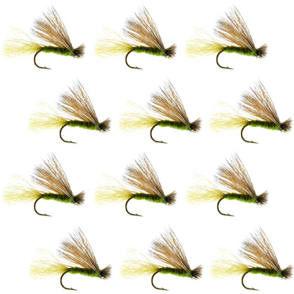 Barbless Olive X Caddis Emerging Caddis Adult Fly - 12 Flies Size 18
