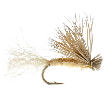 Barbless Tan X Caddis Emerging Caddis Adult Fly - 12 Flies Size 14