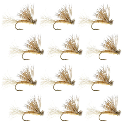 Tan X Caddis Emerging Caddis Adult Trout Dry Fly - 1 Dozen Flies Hook Size 14