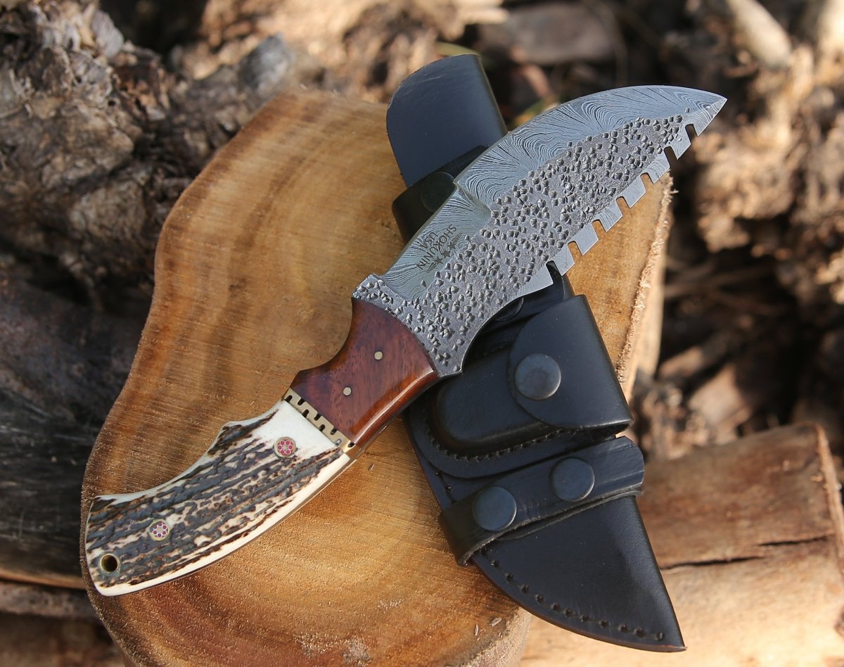 Zeus Tracker Knife with Antler & Rose wood Handle